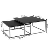 Konferenčné stolíky, set 2 ks, čierna/chróm, AMIAS