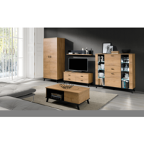 Komoda, dub lefkas/čierna, SIRAN TYP 3