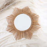 Prírodné ratanové zrkadlo SUN ø60