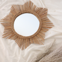 Prírodné ratanové zrkadlo SUN ø60