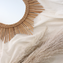 Prírodné ratanové zrkadlo SUN ø60