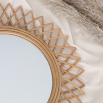 Prírodné ratanové zrkadlo SUNNY ø60
