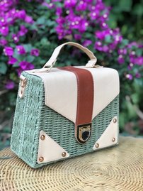Dámska kabelka, neo mint RAFFIA
