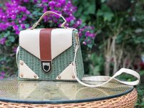 Dámska kabelka, neo mint RAFFIA